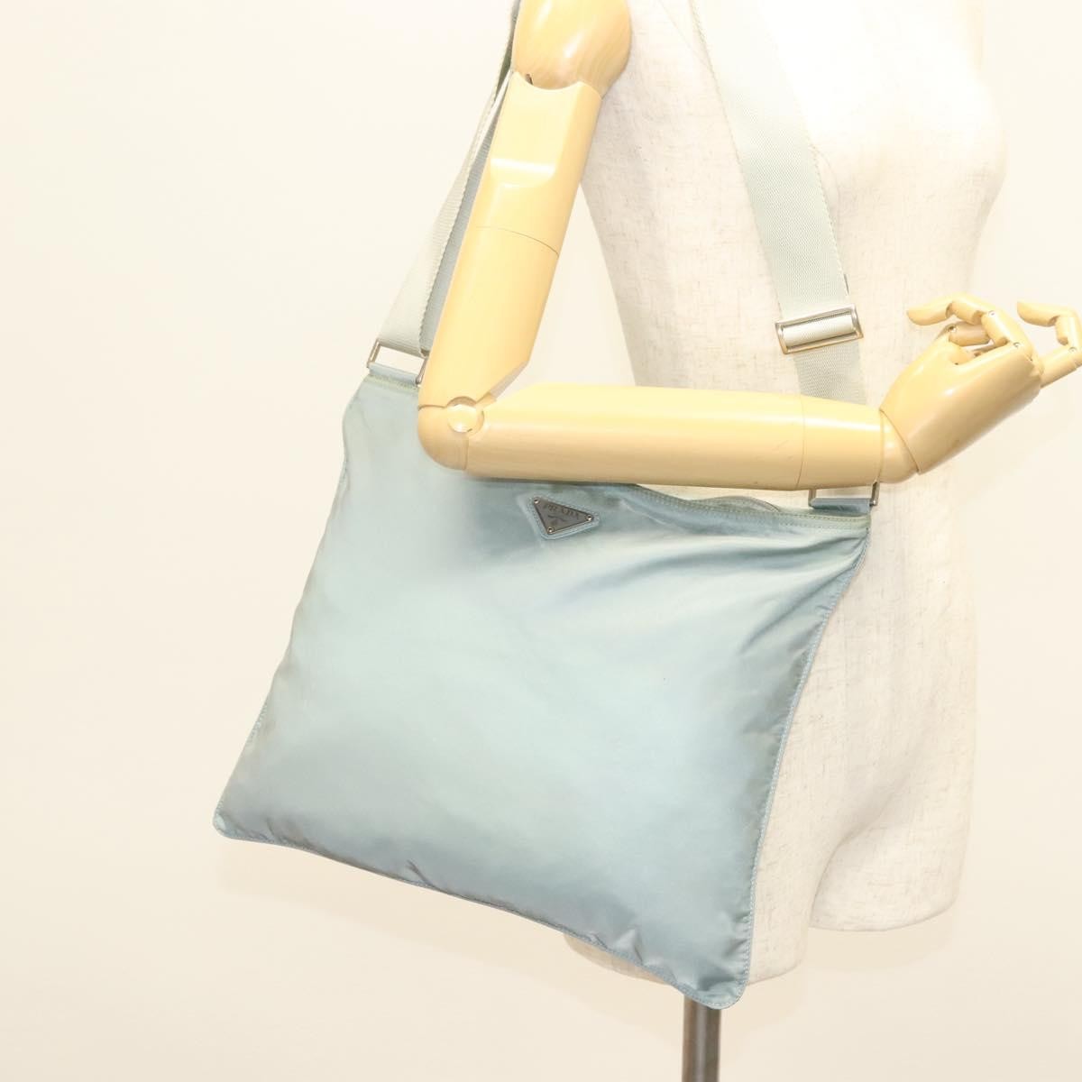 Prada Flat Messenger Tessuto Blue Nylon Shoulder Bag Bag (Pre-Owned)