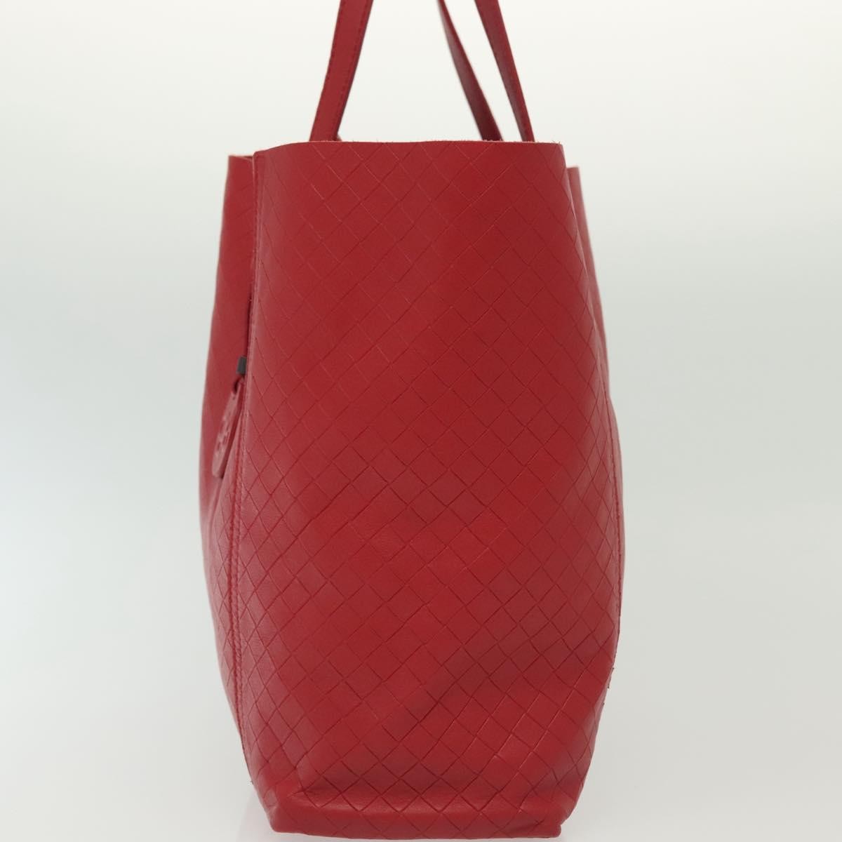 Bottega Veneta Intrecciomirage Tote Leather Red Leather Tote Bag Bag (Pre-Owned)
