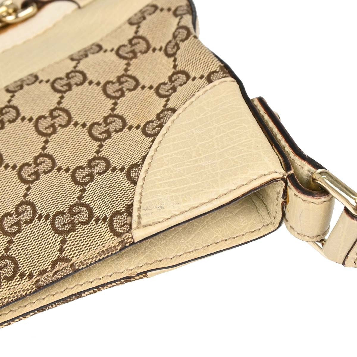 Gucci Horsebit Canvas Beige Canvas Clutche & Pouche Bag (Pre-Owned)