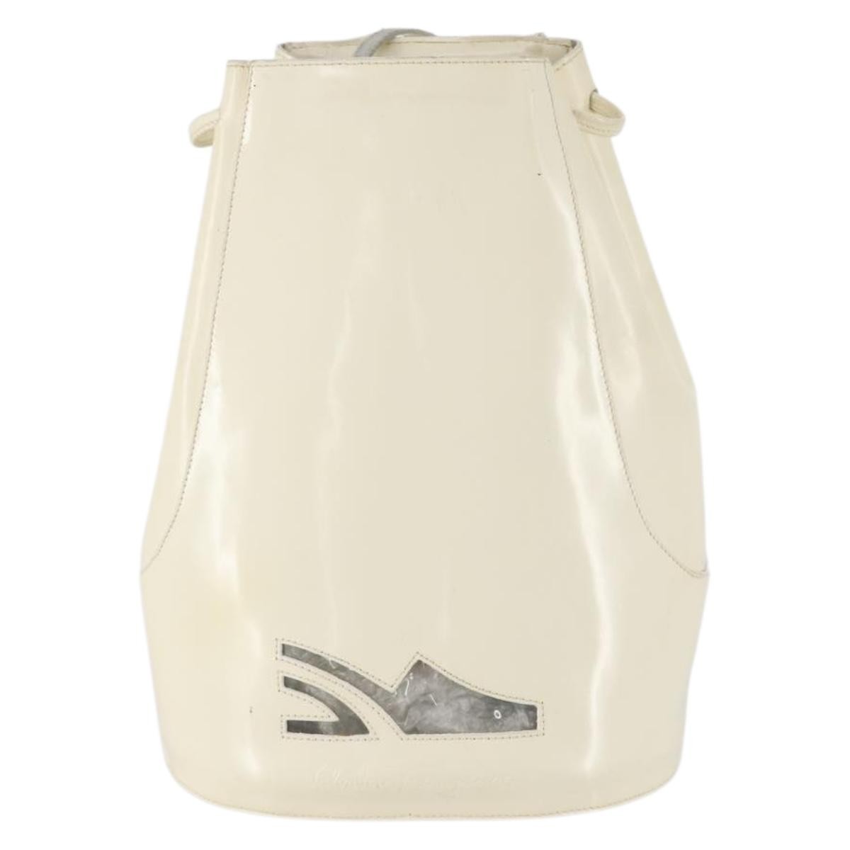 Salvatore Ferragamo Vintage Patent Leather White Patent_Leather Backpack Bag (Pre-Owned)