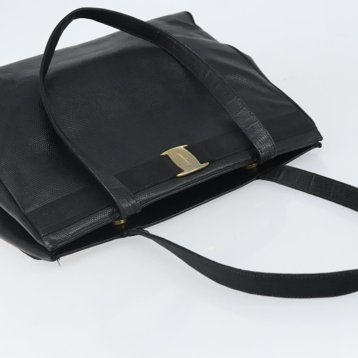 Salvatore Ferragamo Vala Tote Leather Black Leather Shoulder Bag Bag (Pre-Owned)