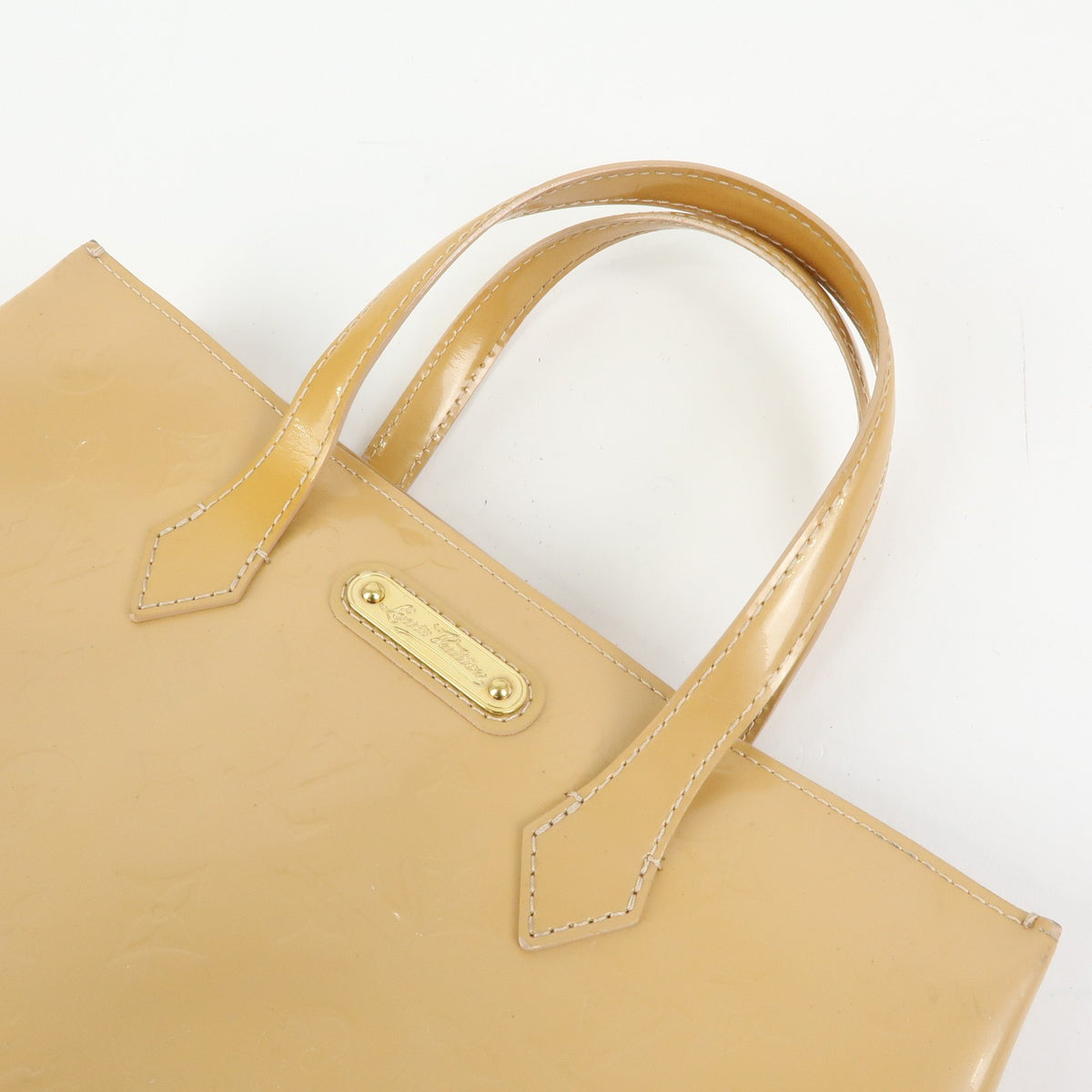 Louis Vuitton Wilshire Monogram Vernis Beige Patent_Leather Handbag (Pre-Owned)