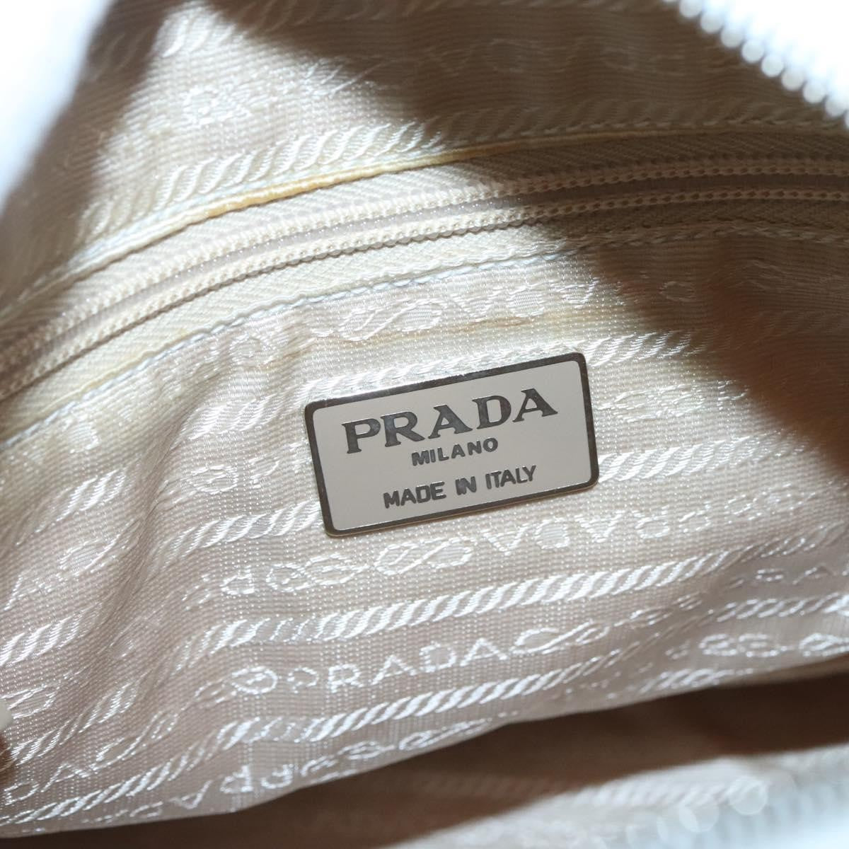 Prada Vintage Nylon And Leather White Leather Shoulder Bag Bag (Pre-Owned)