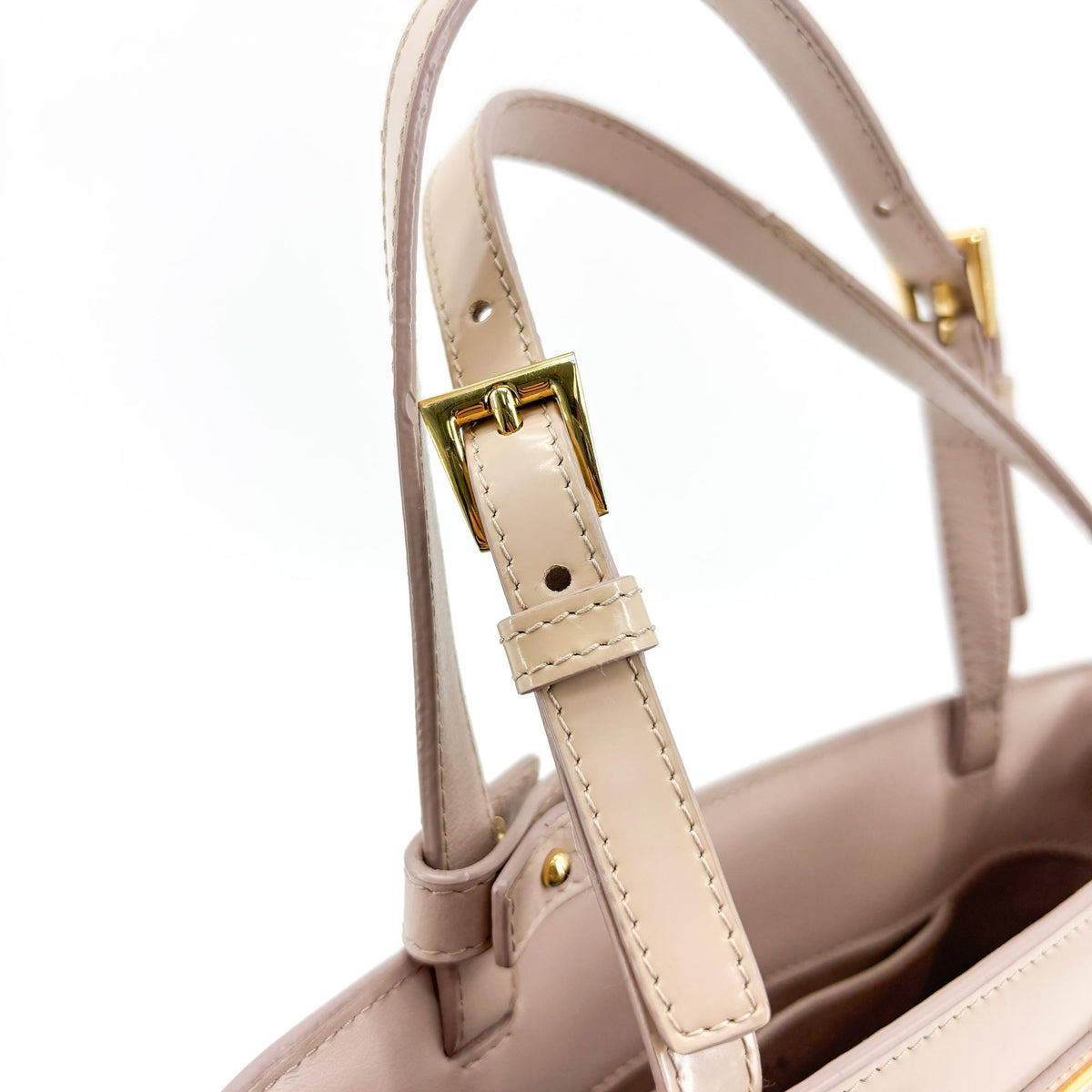 Prada Monochrome Panier Bucket Saffiano Leather Beige Leather Handbag (Pre-Owned)