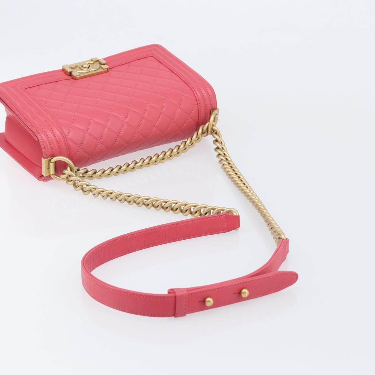 Chanel Boy Flap Quilted Lambskin Pink Leather Shoulder Bag Bag (Pre-Owned)