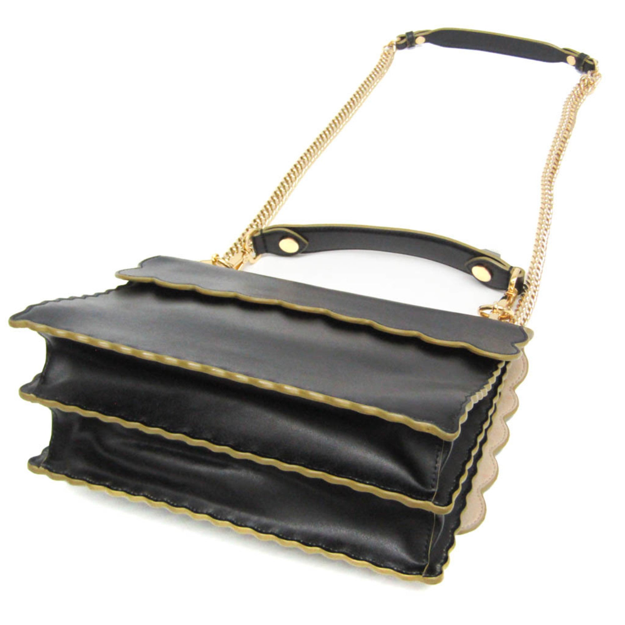 Fendi Kan I Bag Leather Black Leather Handbag (Pre-Owned)