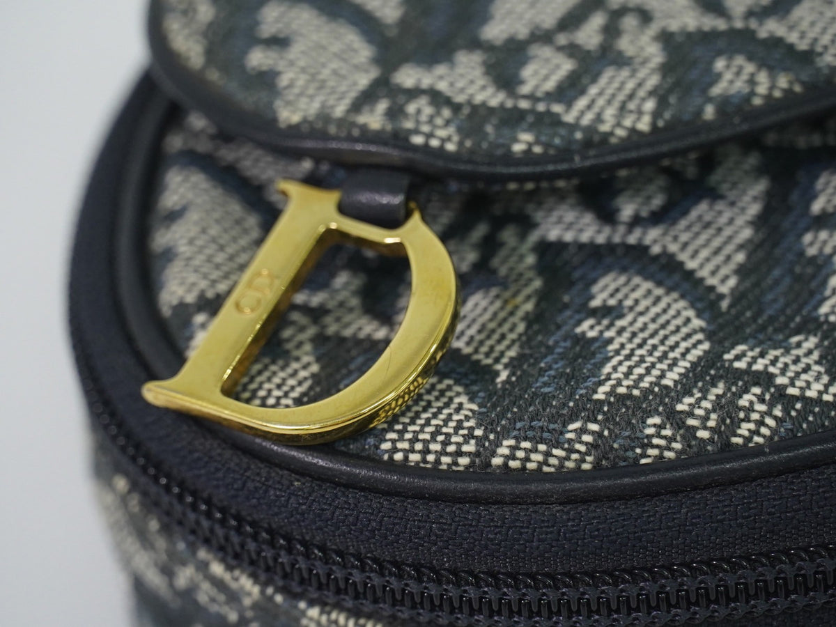 Christian Dior Saddle Zip Diorissimo Canvas Navy Canvas Clutche & Pouche Bag (Pre-Owned)