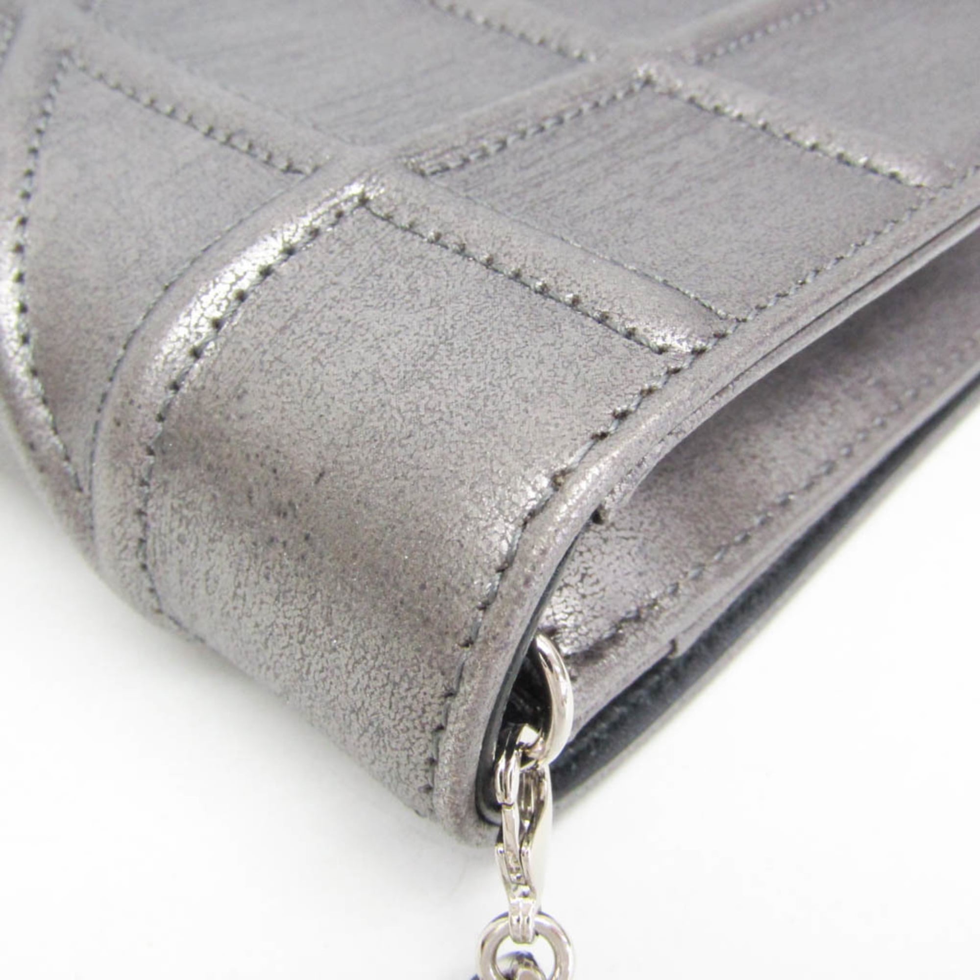 Christian Dior Diorama Chain Clutch Leather Silver Leather Shoulder Bag Bag (Pre-Owned)