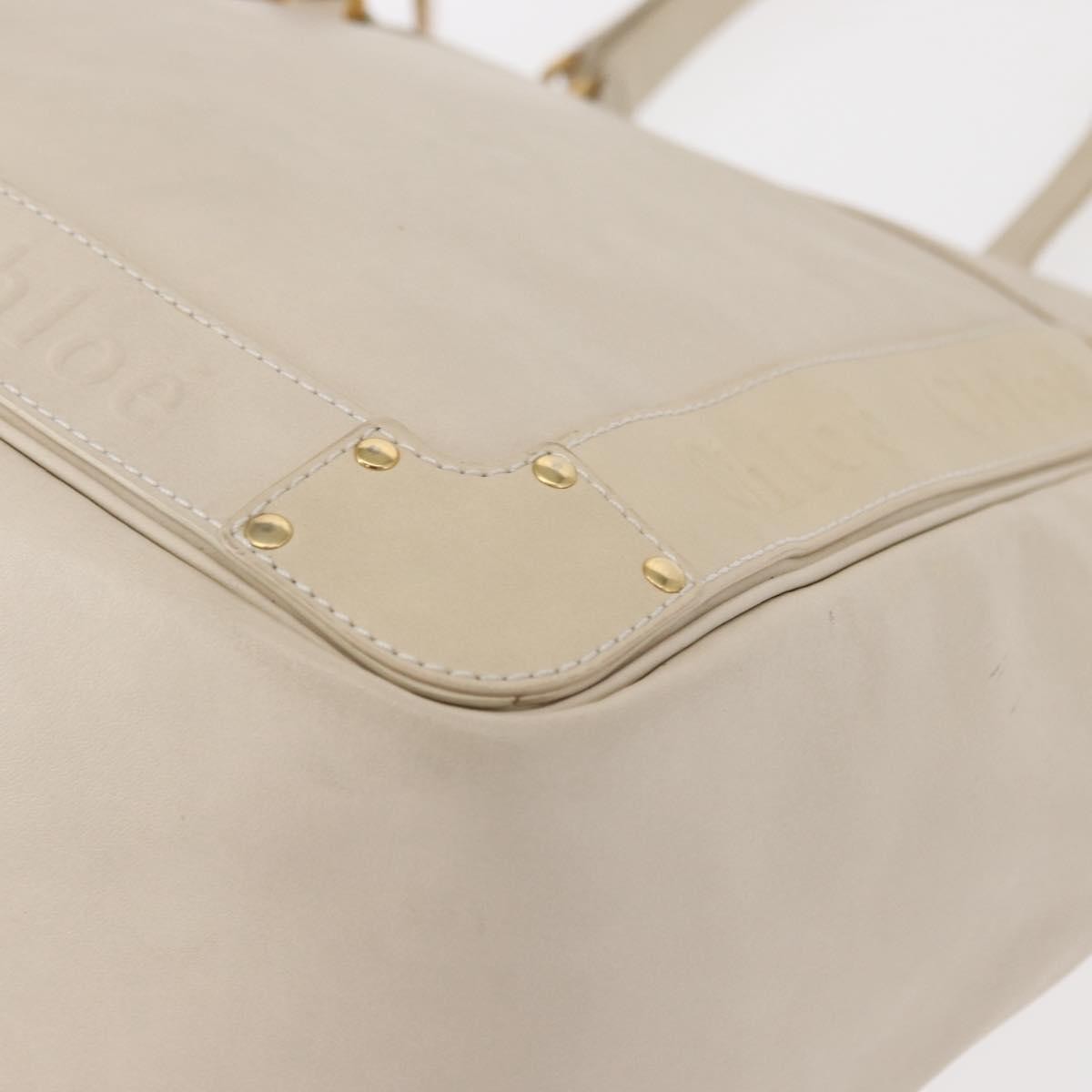 Chloe Eden Leather White Leather Tote Bag Bag (Pre-Owned)