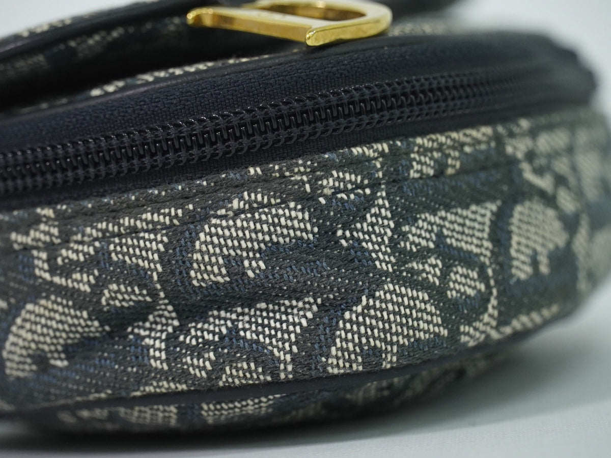 Christian Dior Saddle Zip Diorissimo Canvas Navy Canvas Clutche & Pouche Bag (Pre-Owned)