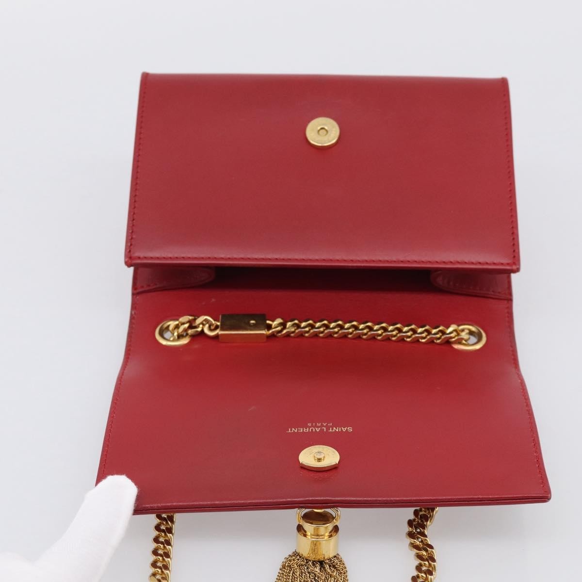 Saint Laurent Classic Monogram Leather Red Leather Crossbody Bag Bag (Pre-Owned)
