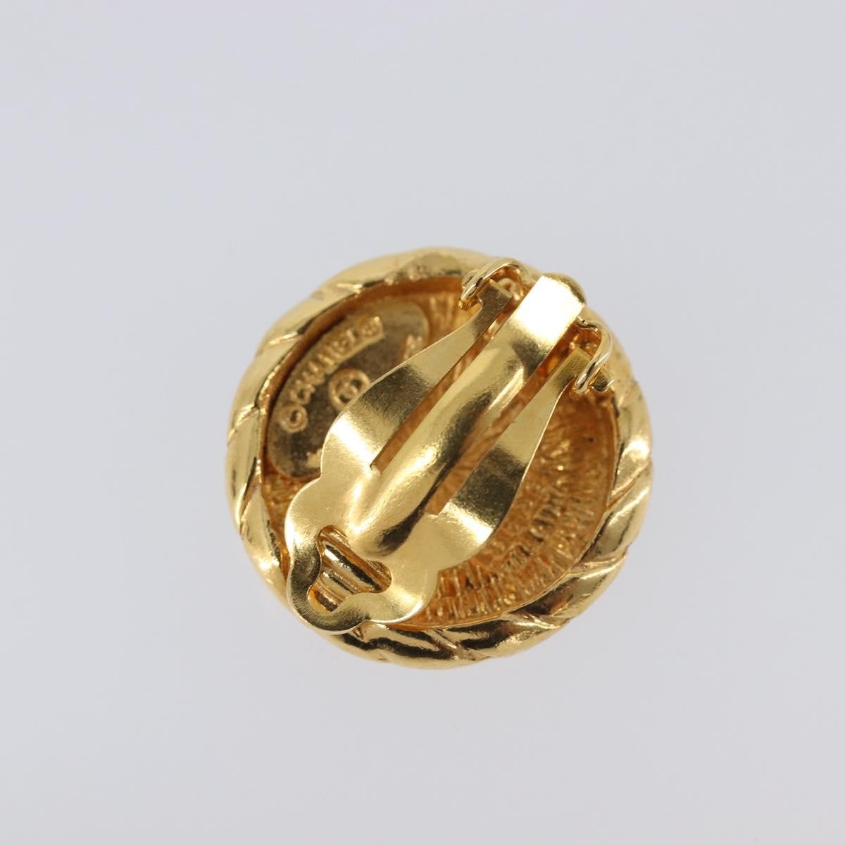 Chanel Vintage Cc Round Clip-On Metal Gold Metal Earrings Jewelry (Pre-Owned)