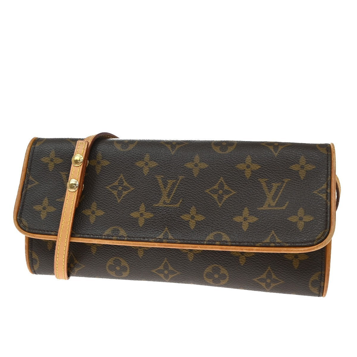 Louis Vuitton Twin Monogram Canvas Brown Leather Clutche & Pouche Bag (Pre-Owned)