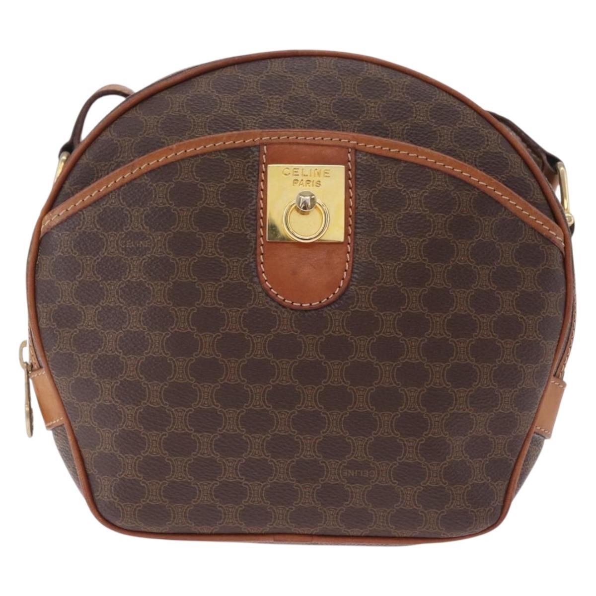 Celine Macadam Shoulder Leather Brown Canvas Crossbody Bag Bag (Pre-Owned)