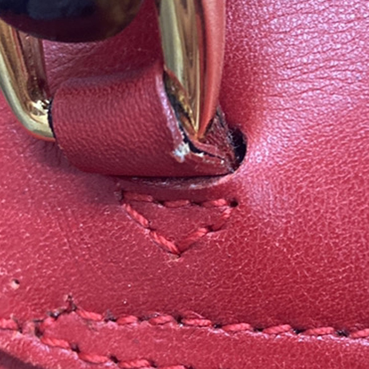 Gucci Vintage Bamboo Leather Red Leather Backpack Bag (Pre-Owned)