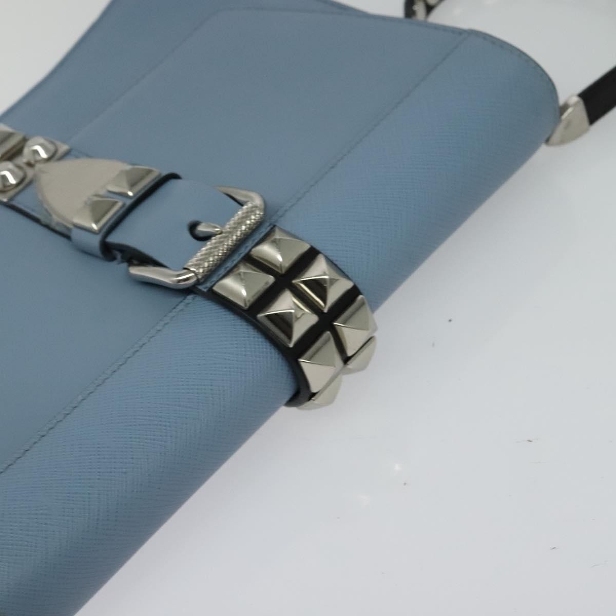 Prada Elektra Studded Leather Blue Leather Shoulder Bag Bag (Pre-Owned)