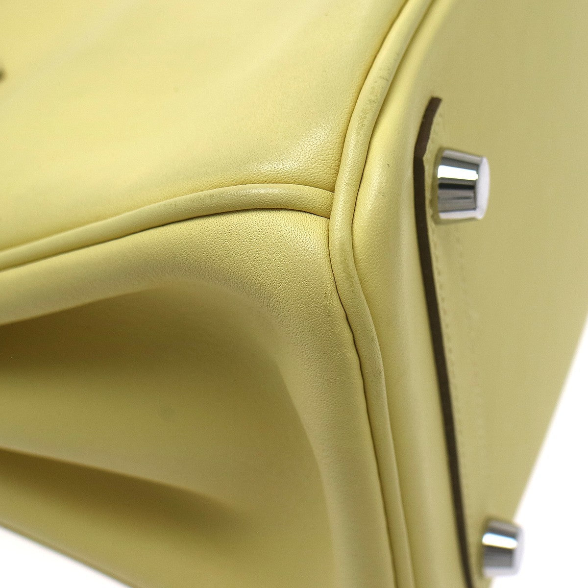 Hermes Birkin Yellow Swift With Palladium Hardware Yellow Leather Handbag (Pre-Owned)