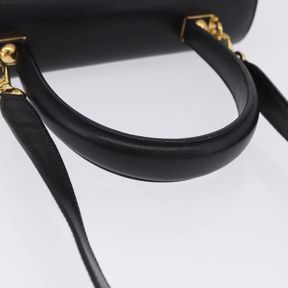 Salvatore Ferragamo Gancini Leather Black Leather Handbag (Pre-Owned)