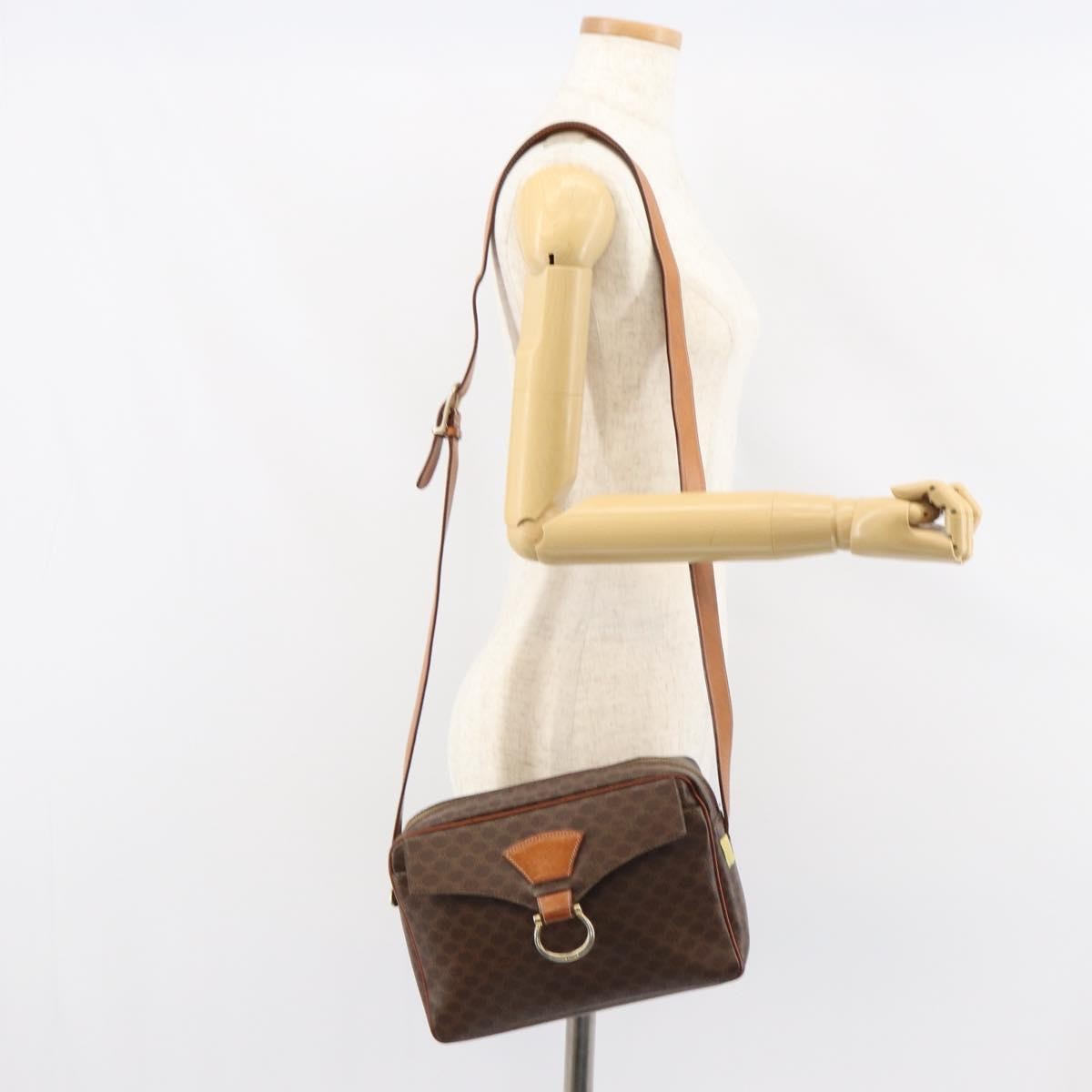 Celine Vintage Macadam Canvas And Leather Brown Canvas Shoulder Bag Bag (Pre-Owned)