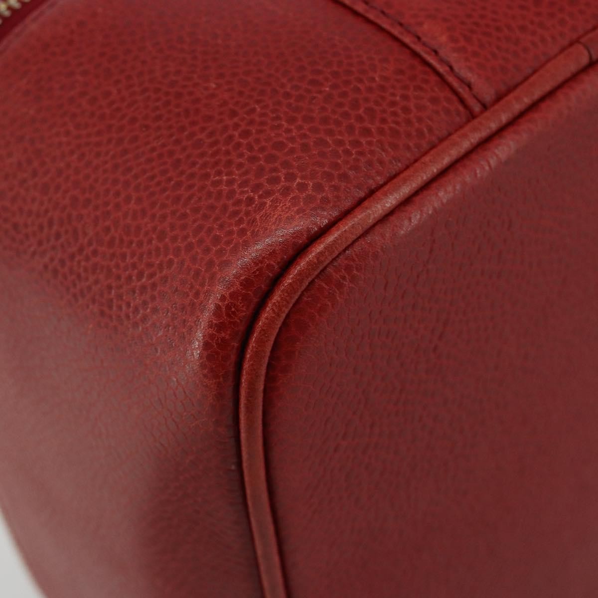 Chanel Vintage Timeless Cosmetic Case Caviar Red Leather Clutche & Pouche Bag (Pre-Owned)