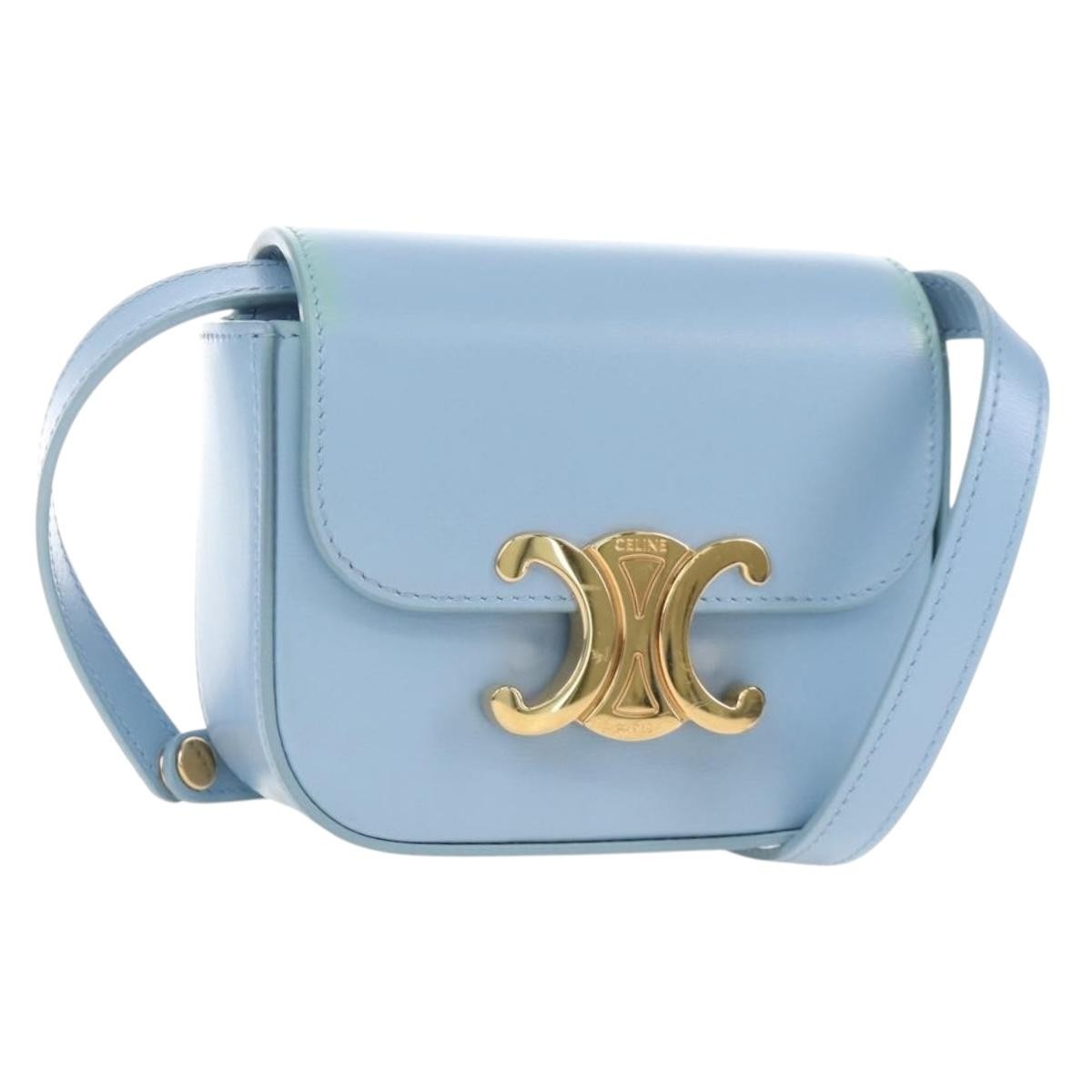 Celine Claude Leather Blue Leather Shoulder Bag Bag (Pre-Owned)