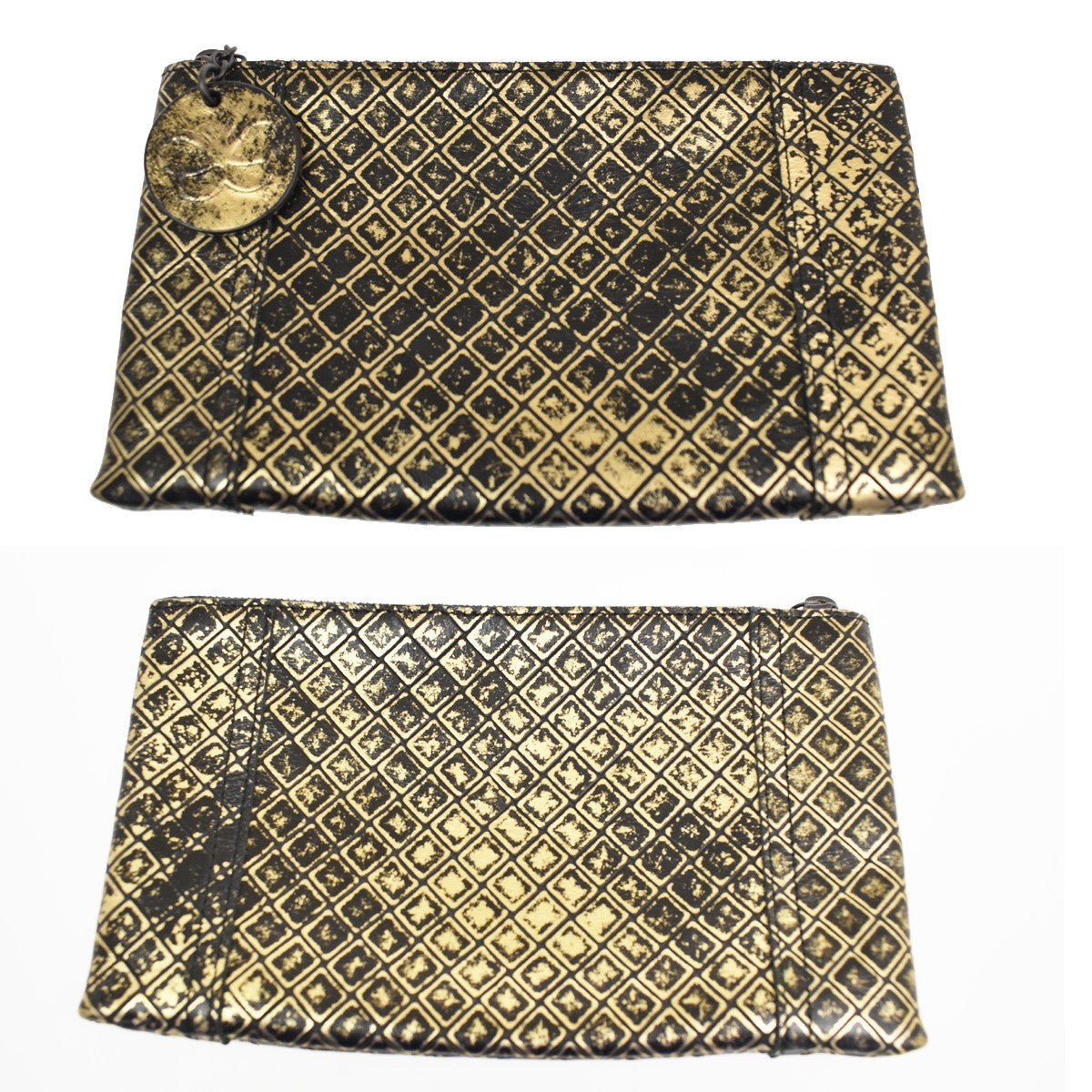 Bottega Veneta Messenger Butterfly Intrecciomirage Intarsio Leather Gold Leather Handbag (Pre-Owned)