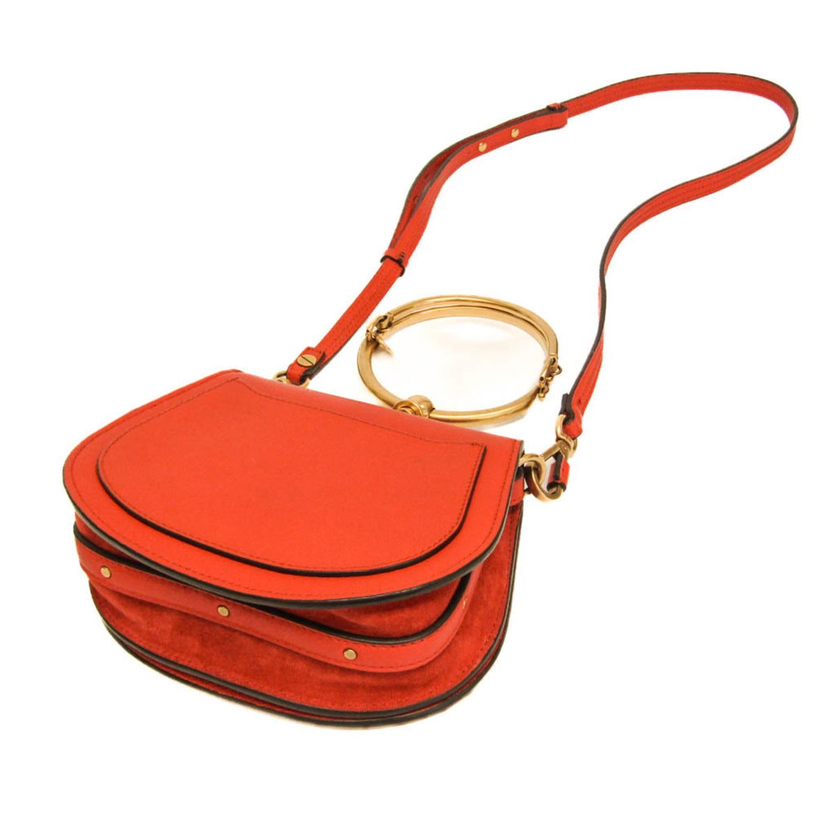 Chloe Nile Leather Orange Leather Shoulder Bag Bag (Pre-Owned)