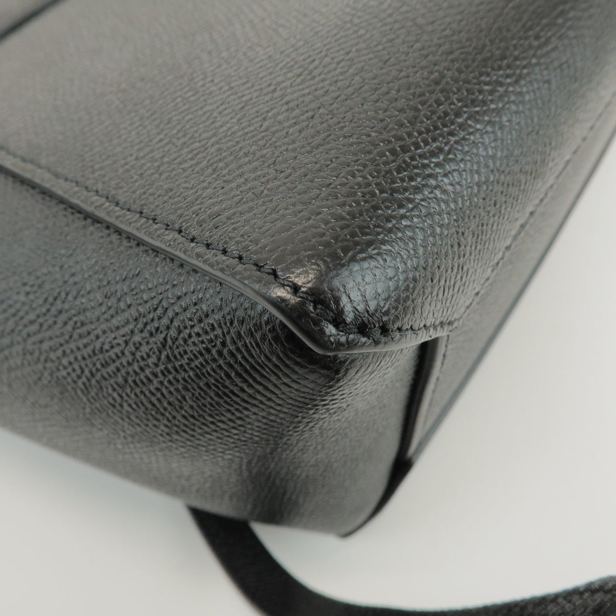 Celine Belt Textured Leather Black Leather Handbag (Pre-Owned)