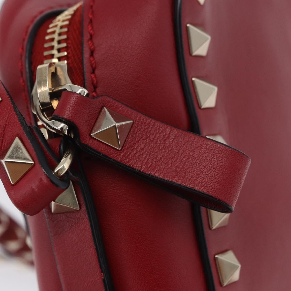Valentino Garavani Rockstud Camera Leather Red Leather Crossbody Bag Bag (Pre-Owned)