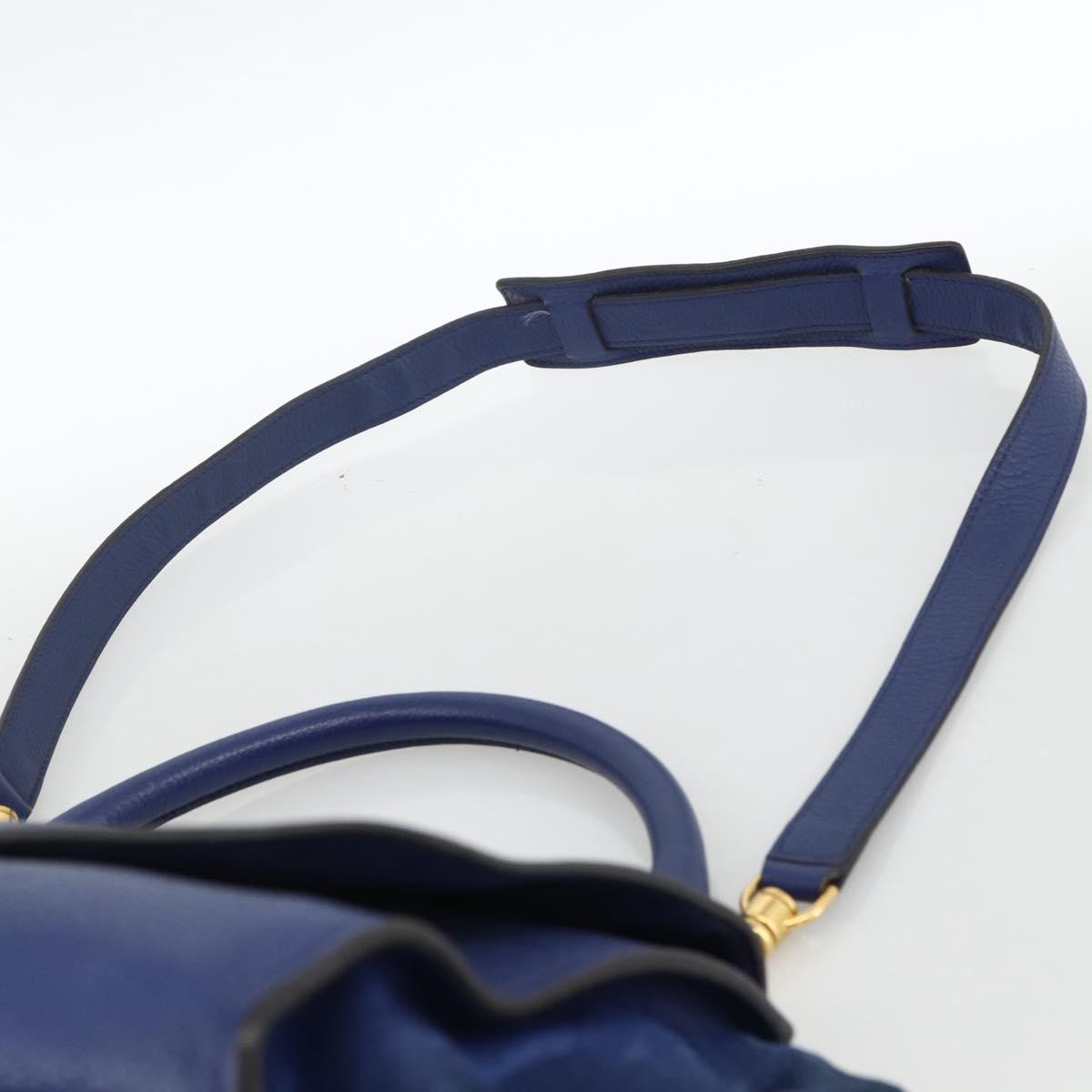 Celine Trapeze Leather With Suede Blue Leather Handbag (Pre-Owned)