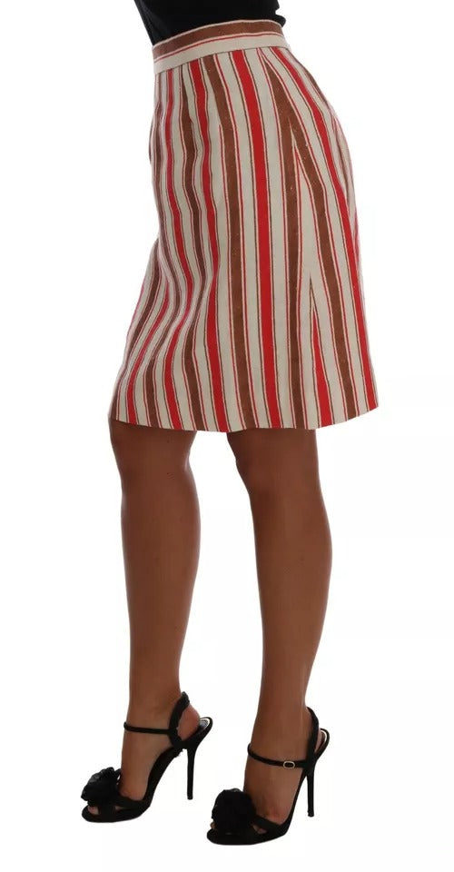 Dolce & Gabbana Multicolor Portofino Stripes Cotton Midi Women's Skirt
