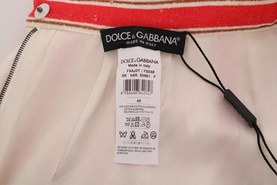 Dolce & Gabbana Multicolor Portofino Stripes Cotton Midi Women's Skirt