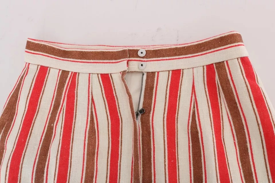 Dolce & Gabbana Multicolor Portofino Stripes Cotton Midi Women's Skirt