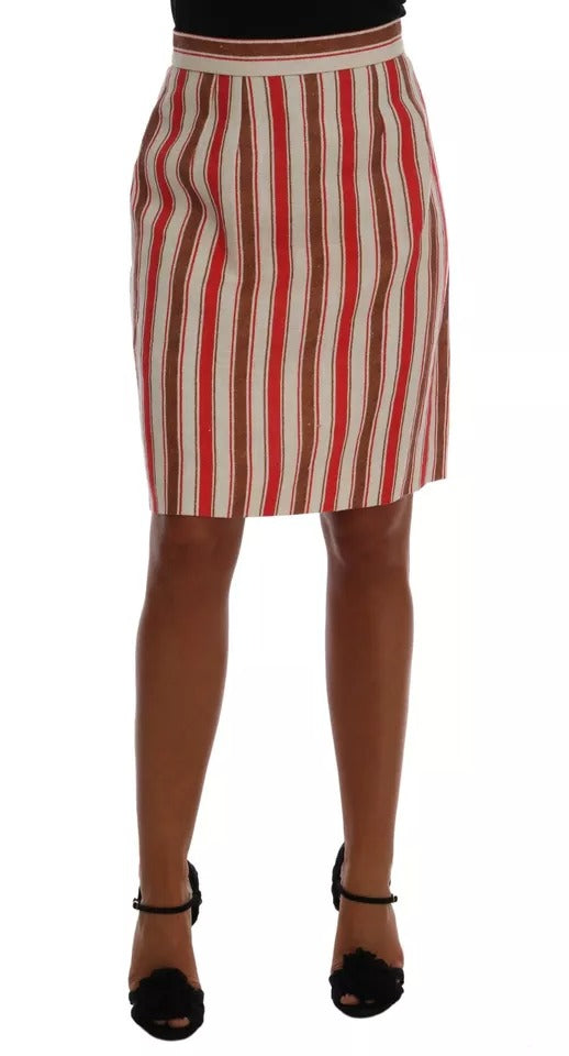 Dolce & Gabbana Multicolor Portofino Stripes Cotton Midi Women's Skirt