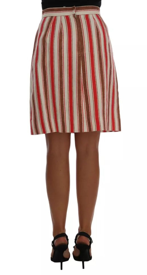 Dolce & Gabbana Multicolor Portofino Stripes Cotton Midi Women's Skirt