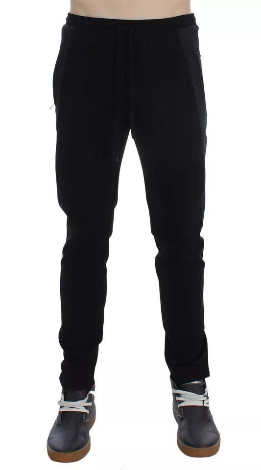 Dolce & Gabbana Black Gray Wool Casual Trousers Stripe Men's Pants