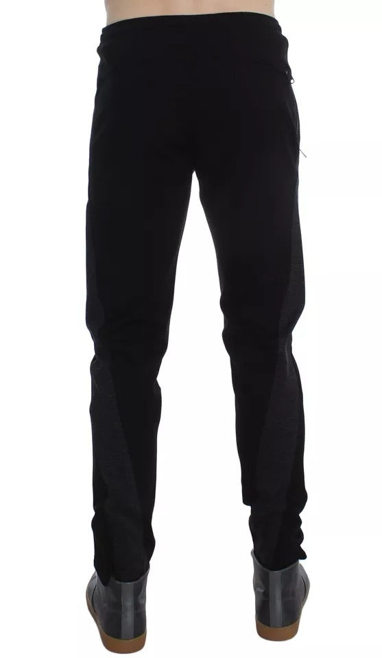 Dolce & Gabbana Black Gray Wool Casual Trousers Stripe Men's Pants