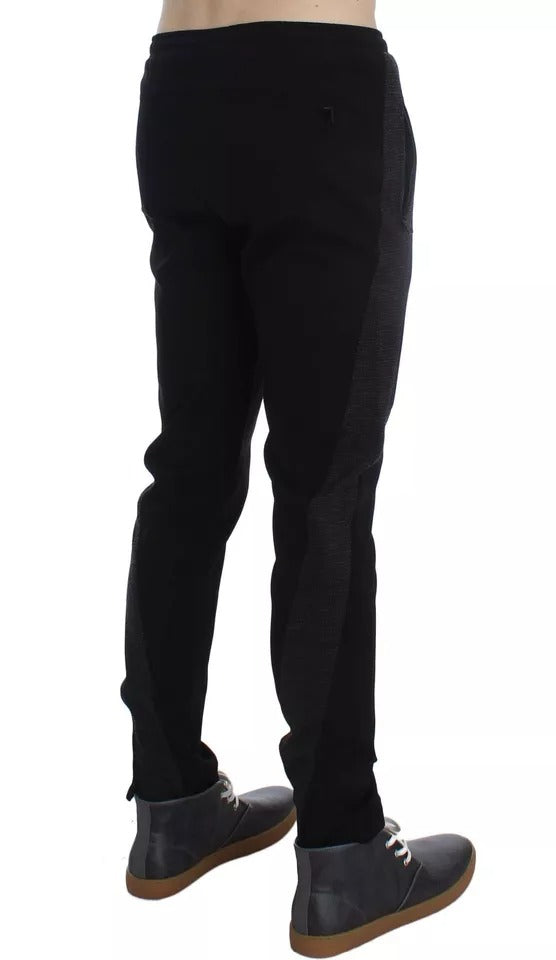 Dolce & Gabbana Black Gray Wool Casual Trousers Stripe Men's Pants