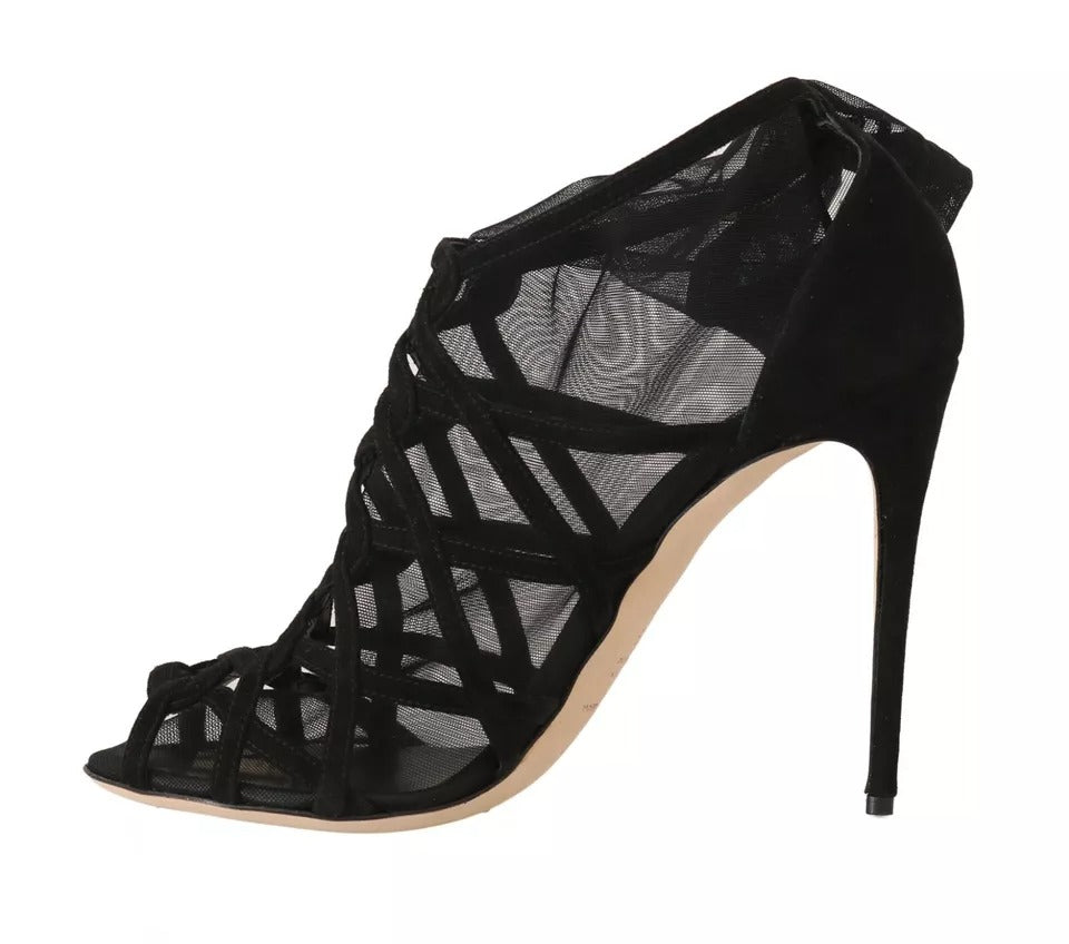 Dolce & Gabbana Black Suede Stilettos Booties Socks Women's Shoes (Pre-Owned)