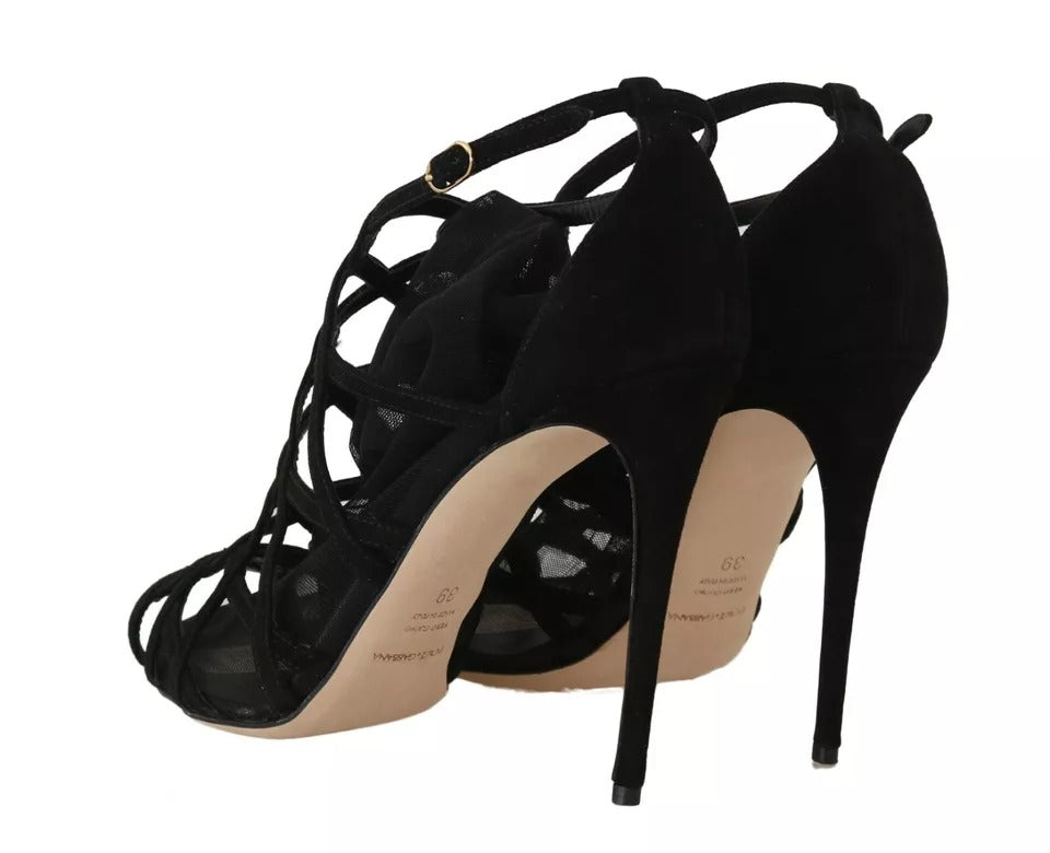 Dolce & Gabbana Black Suede Stilettos Booties Socks Women's Shoes (Pre-Owned)