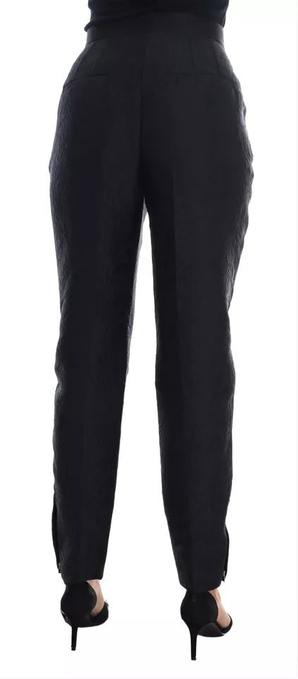 Dolce & Gabbana Black Floral Brocade High Waist Women's Pants
