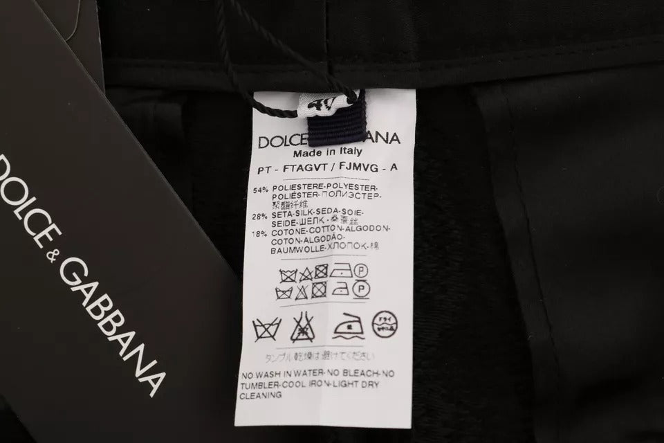 Dolce & Gabbana Black Floral Brocade High Waist Women's Pants