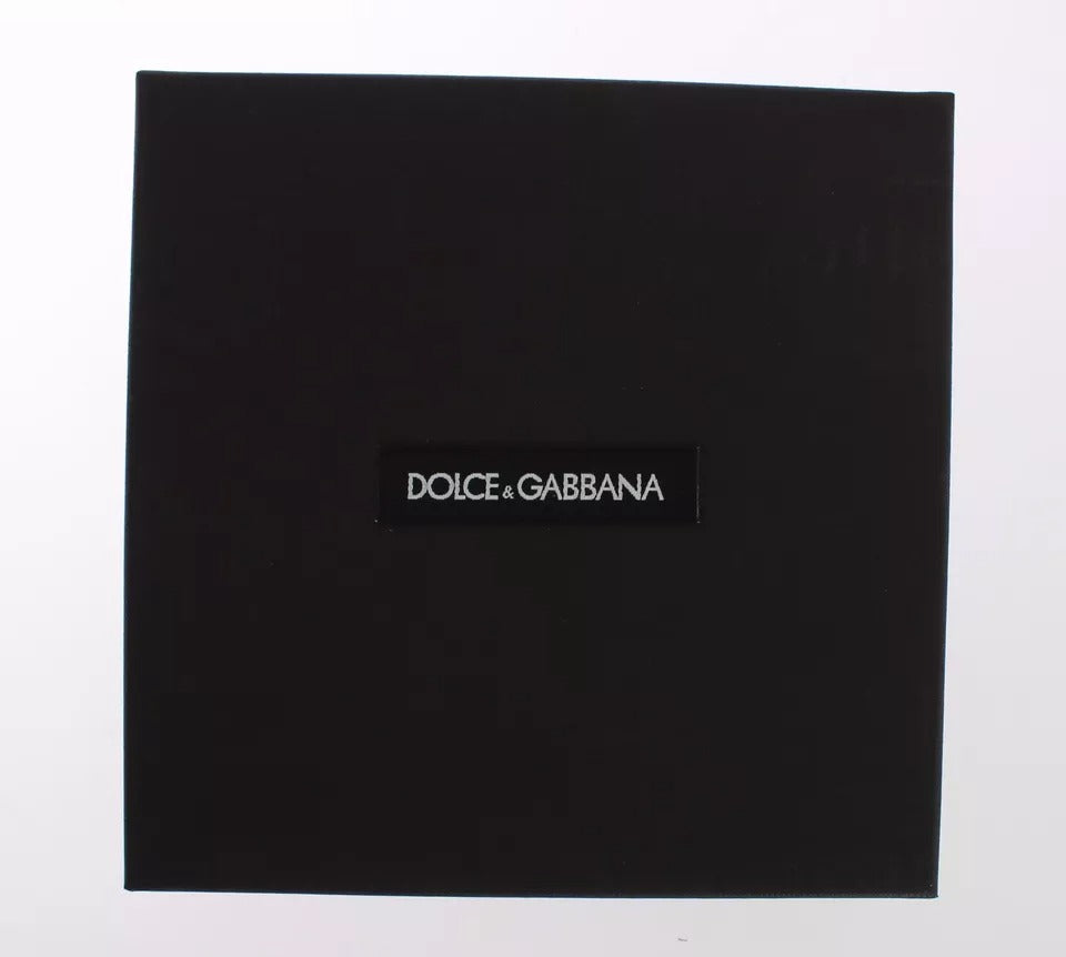 Dolce & Gabbana Red Yellow Raffia Leather Clasp Finder Keyring Women's Keychain