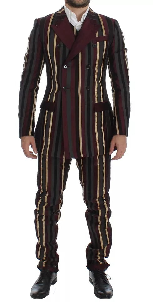Dolce & Gabbana Multicolor Striped Runway 3 Piece Slim Fit Vest Men's Suit