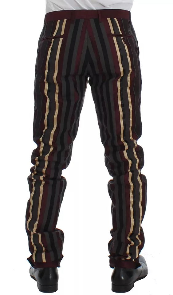 Dolce & Gabbana Multicolor Striped Runway 3 Piece Slim Fit Vest Men's Suit