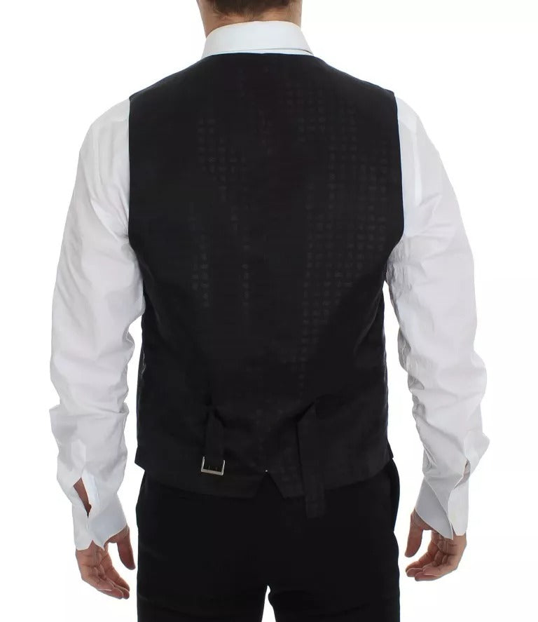 Dolce & Gabbana Black Wool Silk Dress Gilet Jacket Women's Vest