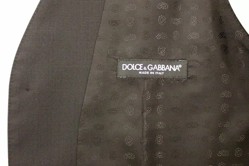 Dolce & Gabbana Black Wool Silk Dress Gilet Jacket Women's Vest