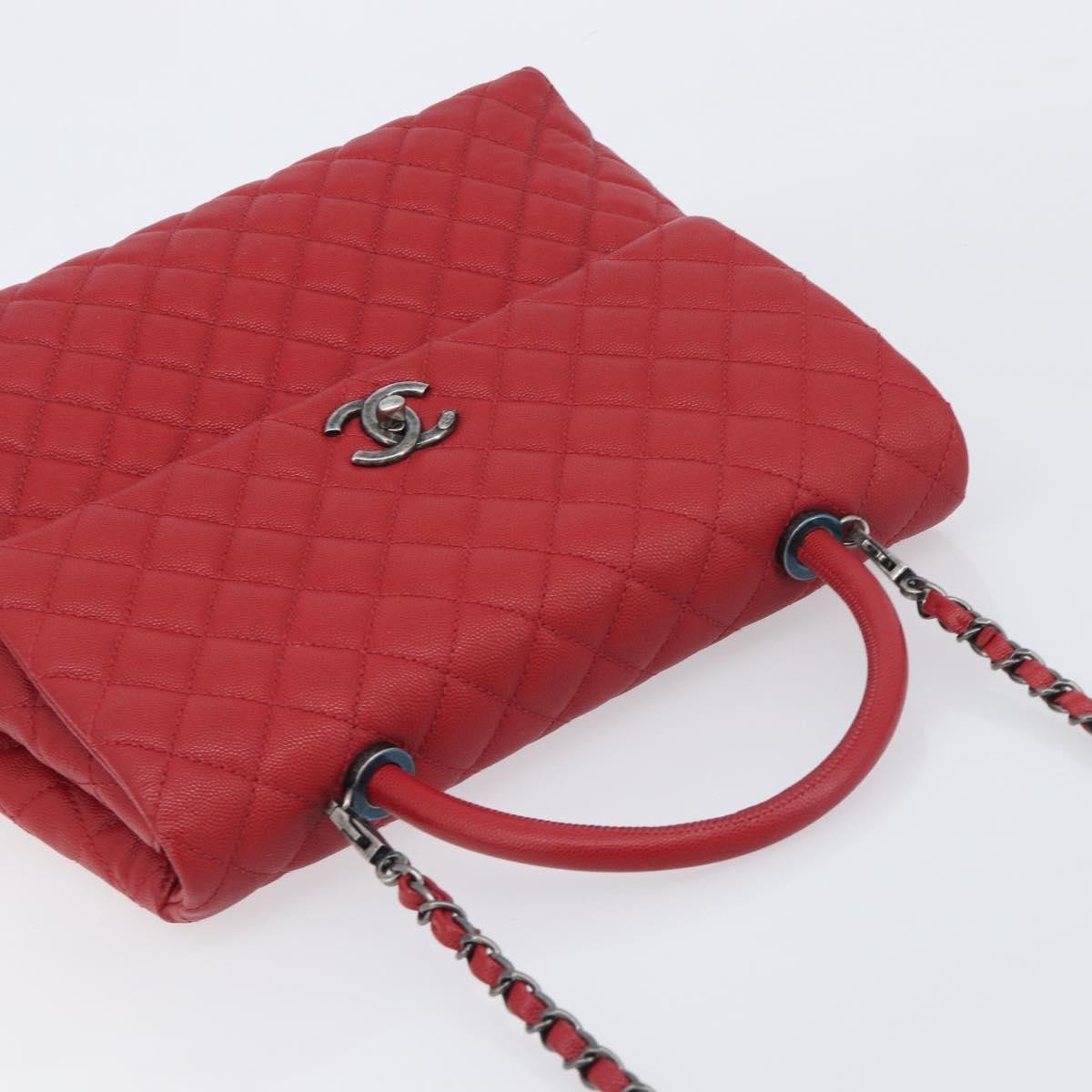 Chanel Coco Top Handle Caviar Red Calfskin Handbag (Pre-Owned)