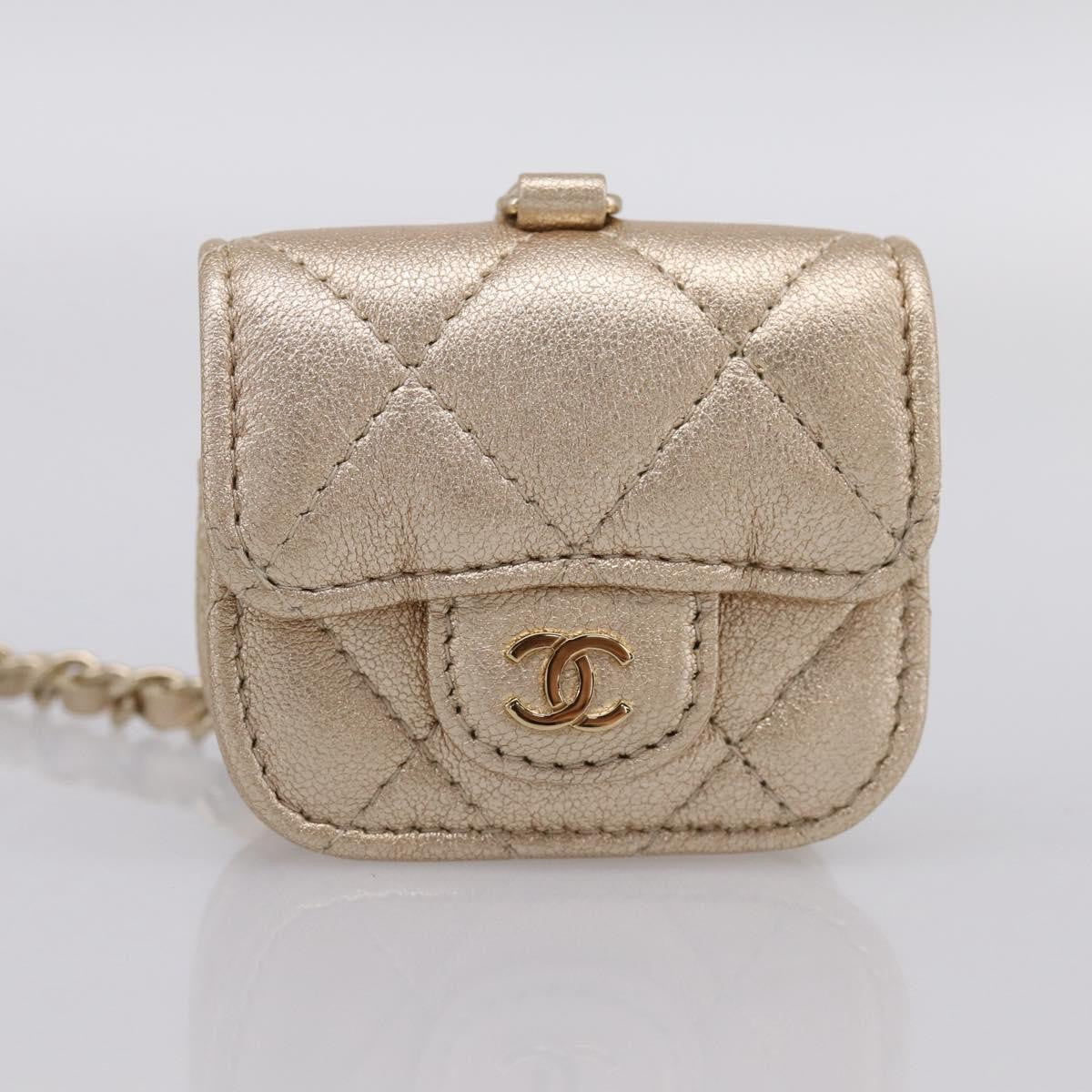 Chanel Pearl Crown Cc Multi Pouches Wristlet Quilted Lambskin Gold Leather Clutche & Pouche Bag (Pre-Owned)