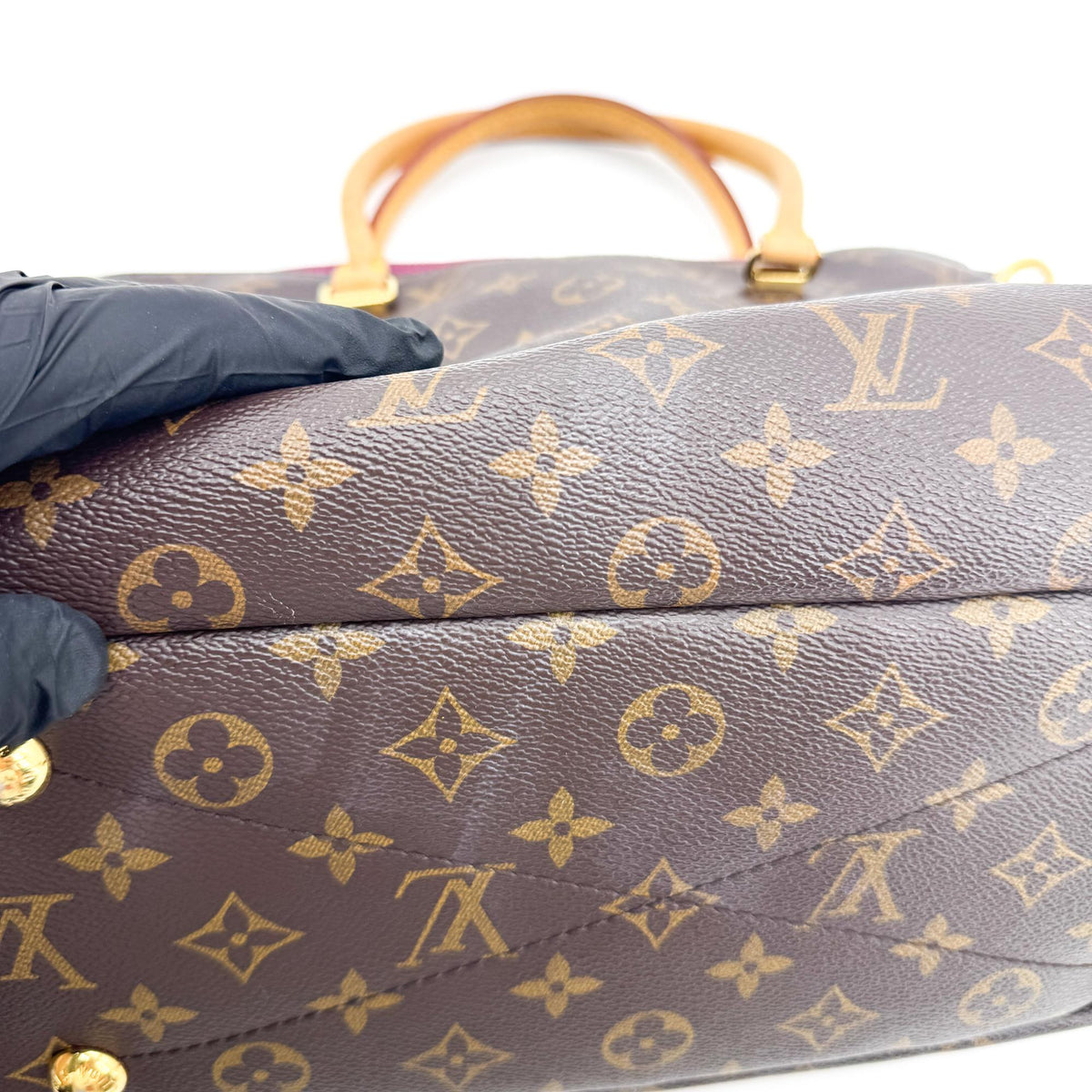 Louis Vuitton Pallas Monogram Canvas With Leather Brown Canvas Tote Bag Bag (Pre-Owned)